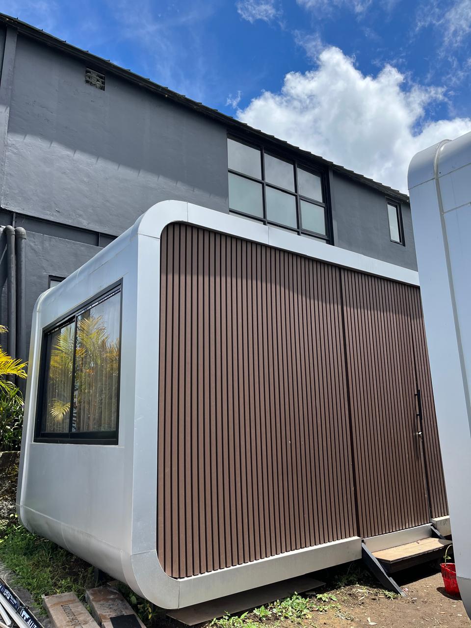 Caseea prefab pod — timber-clad exterior
